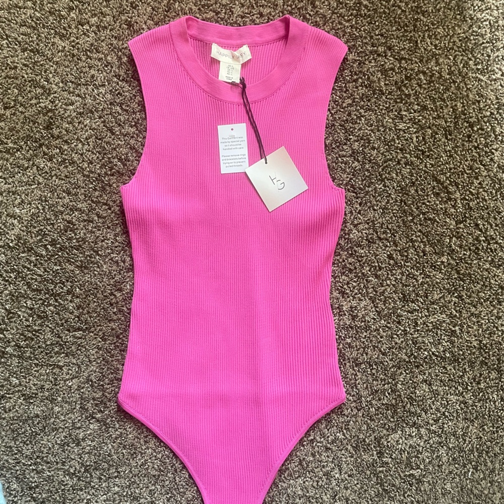 Pink Ribbed Bodysuit